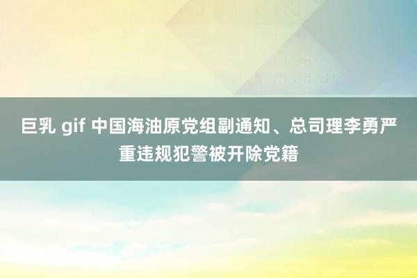 巨乳 gif 中国海油原党组副通知、总司理李勇严重违规犯警被开除党籍