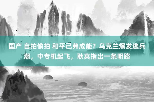 国产 自拍偷拍 和平已弗成能？乌克兰爆发逃兵潮，中专机起飞，耿爽指出一条明路