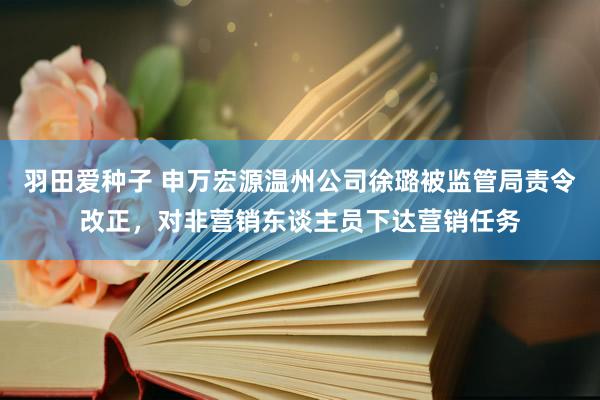 羽田爱种子 申万宏源温州公司徐璐被监管局责令改正，对非营销东谈主员下达营销任务