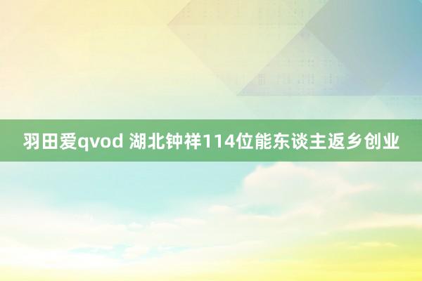 羽田爱qvod 湖北钟祥114位能东谈主返乡创业