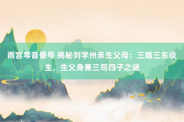 雨宫琴音番号 揭秘刘学州亲生父母：三婚三东谈主，生父身兼三司四子之谜