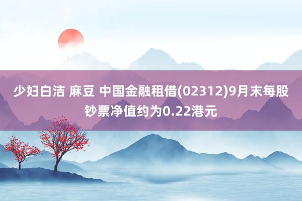 少妇白洁 麻豆 中国金融租借(02312)9月末每股钞票净值约为0.22港元