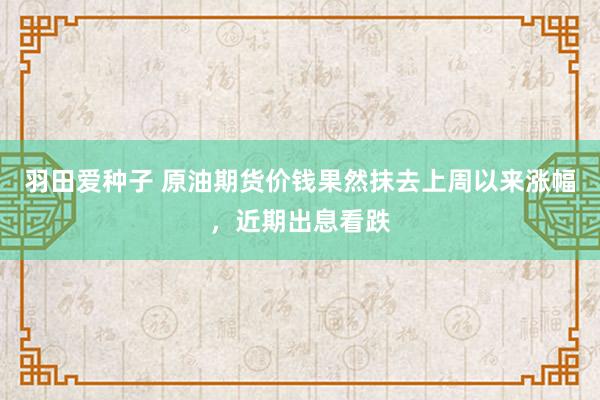 羽田爱种子 原油期货价钱果然抹去上周以来涨幅，近期出息看跌