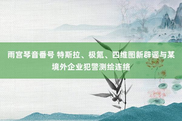 雨宫琴音番号 特斯拉、极氪、四维图新辟谣与某境外企业犯警测绘连络