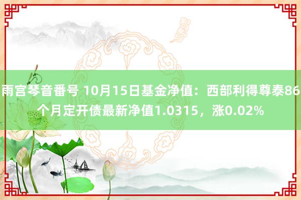 雨宫琴音番号 10月15日基金净值：西部利得尊泰86个月定开债最新净值1.0315，涨0.02%