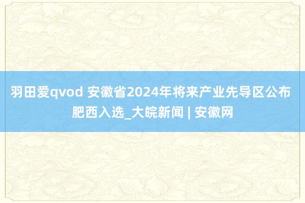 羽田爱qvod 安徽省2024年将来产业先导区公布 肥西入选_大皖新闻 | 安徽网