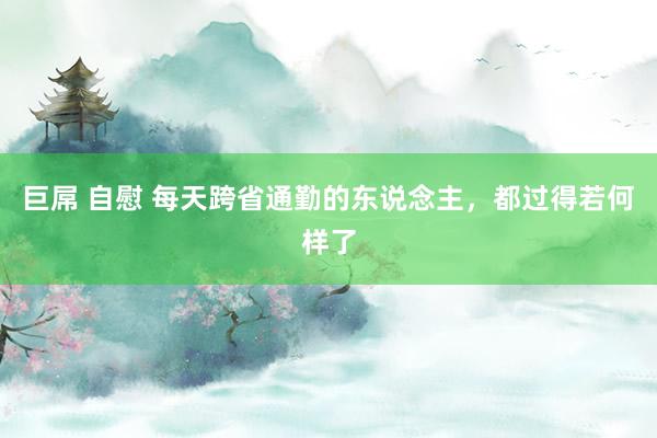 巨屌 自慰 每天跨省通勤的东说念主，都过得若何样了