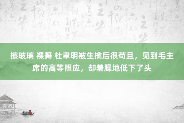 擦玻璃 裸舞 杜聿明被生擒后很苟且，见到毛主席的高等照应，却羞臊地低下了头