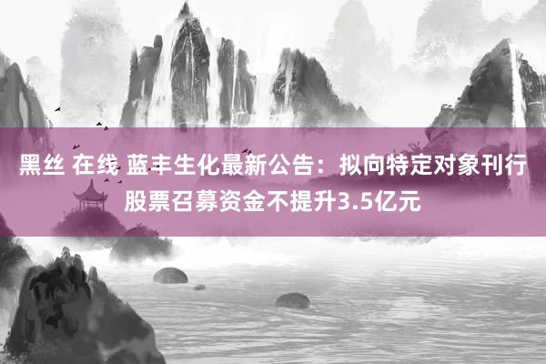 黑丝 在线 蓝丰生化最新公告：拟向特定对象刊行股票召募资金不提升3.5亿元