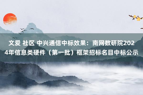 文爱 社区 中兴通信中标效果：南网数研院2024年信息类硬件（第一批）框架招标名目中标公示