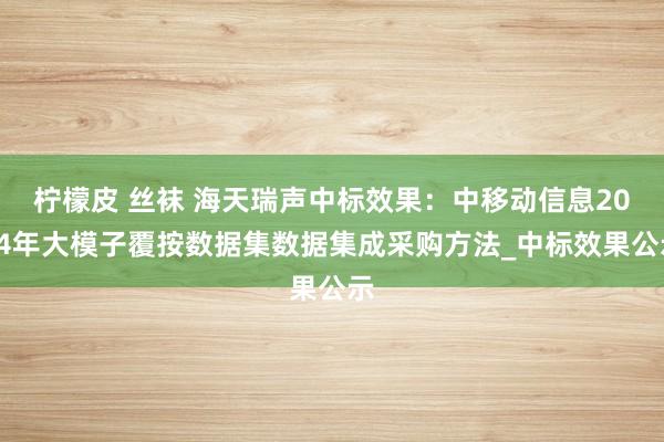 柠檬皮 丝袜 海天瑞声中标效果：中移动信息2024年大模子覆按数据集数据集成采购方法_中标效果公示