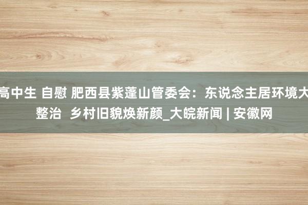 高中生 自慰 肥西县紫蓬山管委会：东说念主居环境大整治  乡村旧貌焕新颜_大皖新闻 | 安徽网