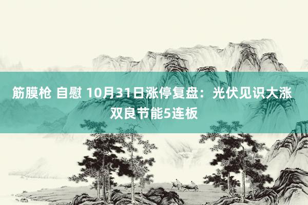 筋膜枪 自慰 10月31日涨停复盘：光伏见识大涨 双良节能5连板