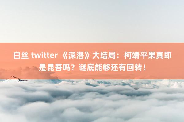 白丝 twitter 《深潜》大结局：柯靖平果真即是昆吾吗？谜底能够还有回转！