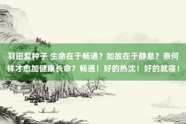 羽田爱种子 生命在于畅通？如故在于静息？奈何样才愈加健康长命？畅通！好的热沈！好的就寝！