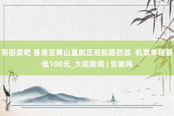 羽田爱吧 香港至黄山直航正班航路怒放  机票单程最低100元_大皖新闻 | 安徽网