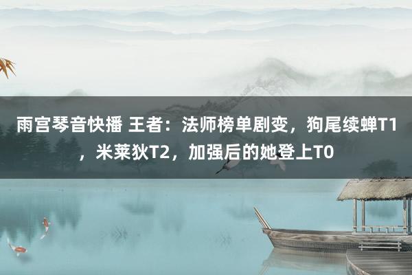 雨宫琴音快播 王者：法师榜单剧变，狗尾续蝉T1，米莱狄T2，加强后的她登上T0