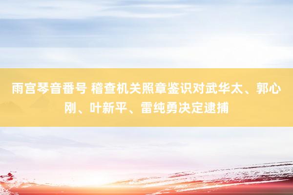 雨宫琴音番号 稽查机关照章鉴识对武华太、郭心刚、叶新平、雷纯勇决定逮捕