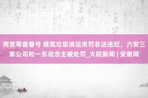 雨宫琴音番号 ﻿建筑垃圾清运责罚非法违纪，六安三家公司和一东说念主被处罚_大皖新闻 | 安徽网