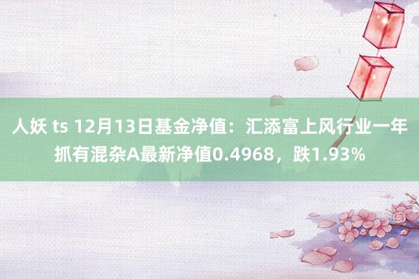 人妖 ts 12月13日基金净值：汇添富上风行业一年抓有混杂A最新净值0.4968，跌1.93%