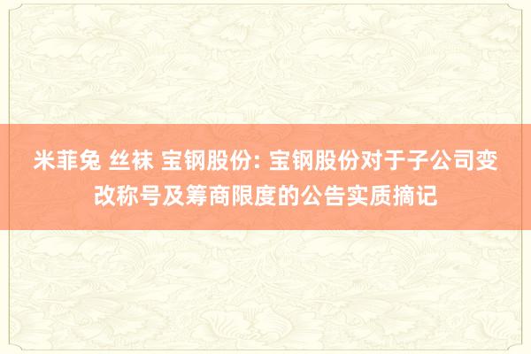 米菲兔 丝袜 宝钢股份: 宝钢股份对于子公司变改称号及筹商限度的公告实质摘记