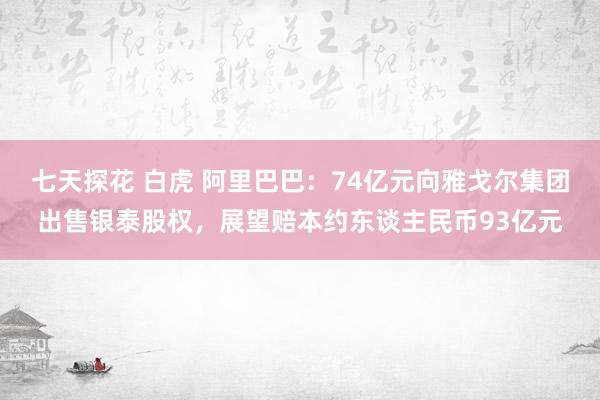 七天探花 白虎 阿里巴巴：74亿元向雅戈尔集团出售银泰股权，展望赔本约东谈主民币93亿元