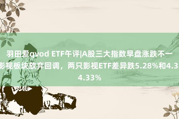 羽田爱qvod ETF午评|A股三大指数早盘涨跌不一，影视板块放弃回调，两只影视ETF差异跌5.28%和4.33%