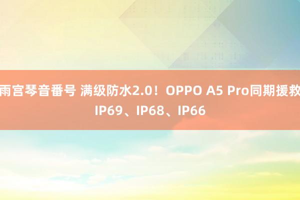 雨宫琴音番号 满级防水2.0！OPPO A5 Pro同期援救IP69、IP68、IP66