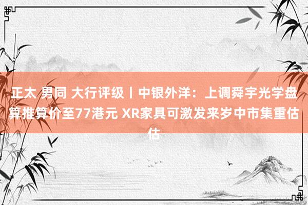 正太 男同 大行评级丨中银外洋：上调舜宇光学盘算推算价至77港元 XR家具可激发来岁中市集重估