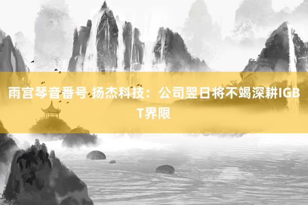 雨宫琴音番号 扬杰科技：公司翌日将不竭深耕IGBT界限