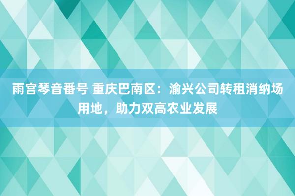 雨宫琴音番号 重庆巴南区：渝兴公司转租消纳场用地，助力双高农业发展