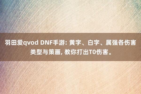 羽田爱qvod DNF手游: 黄字、白字、属强各伤害类型与策画， 教你打出T0伤害。