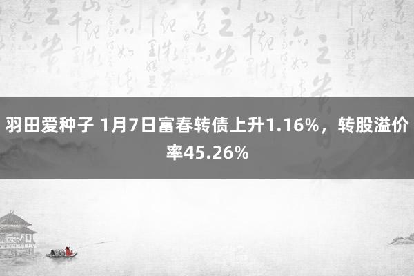 羽田爱种子 1月7日富春转债上升1.16%，转股溢价率45.26%