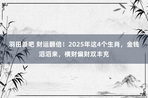 羽田爱吧 财运翻倍！2025年这4个生肖，金钱滔滔来，横财偏财双丰充