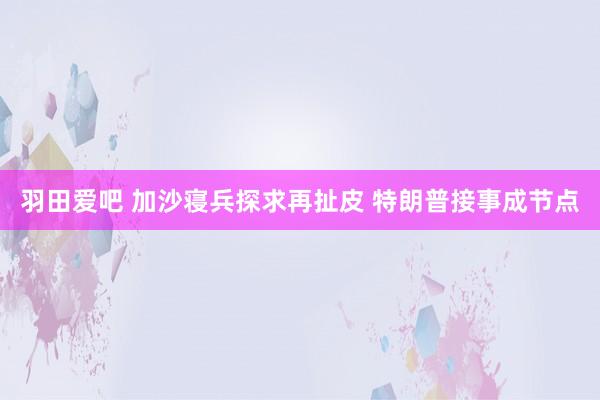 羽田爱吧 加沙寝兵探求再扯皮 特朗普接事成节点