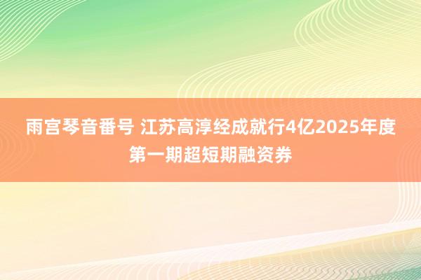 雨宫琴音番号 江苏高淳经成就行4亿2025年度第一期超短期融资券