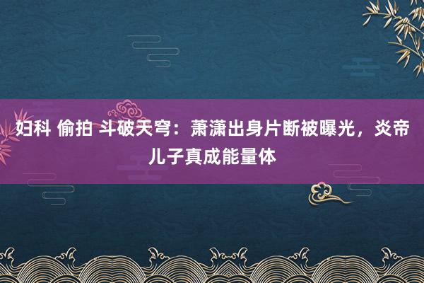 妇科 偷拍 斗破天穹：萧潇出身片断被曝光，炎帝儿子真成能量体