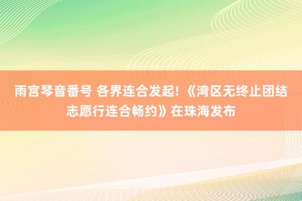 雨宫琴音番号 各界连合发起! 《湾区无终止团结志愿行连合畅约》在珠海发布